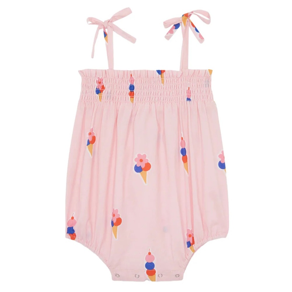 Pink Ice Cream Print Baby Romper